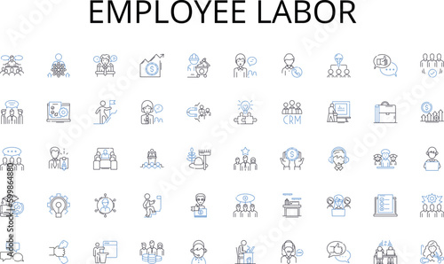 Employee labor line icons collection. Entrepreneurship, Startup, Franchise, Investment, Partnership, Innovation, Expansion vector and linear illustration. Nerk,Marketing,Sales outline signs set