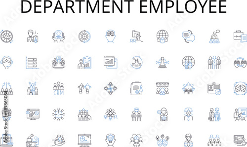 Department employee line icons collection. Strategy, Maneuver, Plan, Scheme, Approach, Technique, Method vector and linear illustration. Trick,Gambit,Ploy outline signs set