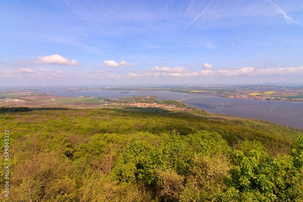 A view to the large pond Nove Mlyny from the top of Palava hills near Pavlov, Czech republic A view to the large pond Nove Mlyny from the top of Palava hills near Pavlov, Czech republic