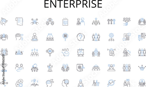 Enterprise line icons collection. Hiking, Reading, Painting, Biking, Fishing, Cooking, Photography vector and linear illustration. Dancing,Swimming,Camping outline signs set