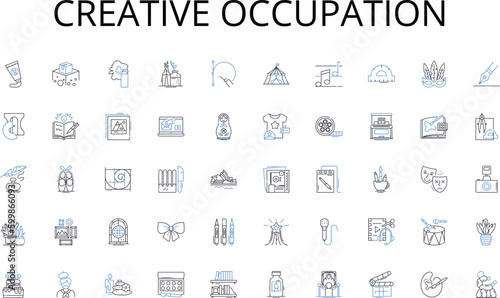 Creative occupation line icons collection. Data, Intelligence, Analytics, Governance, Security, Storage, Retrieval vector and linear illustration. Analysis,Planning,Processing outline signs set
