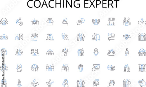 Coaching expert line icons collection. Knowledge, Learning, Wisdom, Curiosity, Exploration, Analysis, Rationality vector and linear illustration. Insight,Clarity,Ingenuity outline signs set