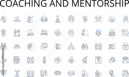 Coaching and mentorship line icons collection. Energy, Movement, Motion, Flow, Impulse, Force, Vibration vector and linear illustration. Speed,Acceleration,Inertia outline signs set
