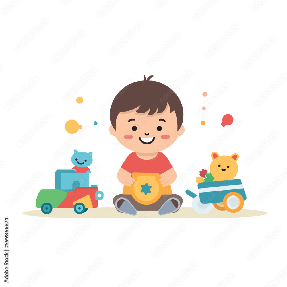 little kid playing with toys and feel happy little kid playing with toys and feel happy