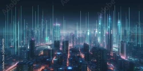 Futuristic city with future digital technology. Generative AI