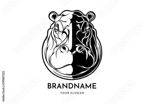 Hippopotamus head face logo vector icon photo