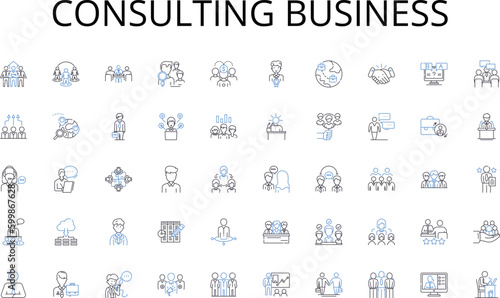 Consulting business line icons collection. Feedback, Happiness, Loyalty, Trust, Contentment, Engagement, Empathy vector and linear illustration. Gratitude,Complaints,Responsiveness outline signs set