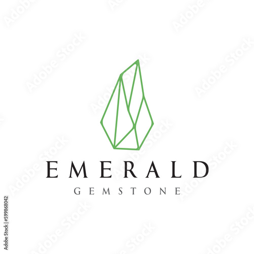 Luxury Antique Emerald Gemstone logo template in trendy style for jewelry.
