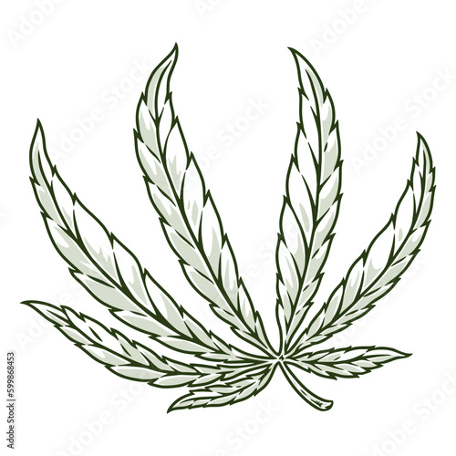 Marihuana leaf detailed emblem monochrome