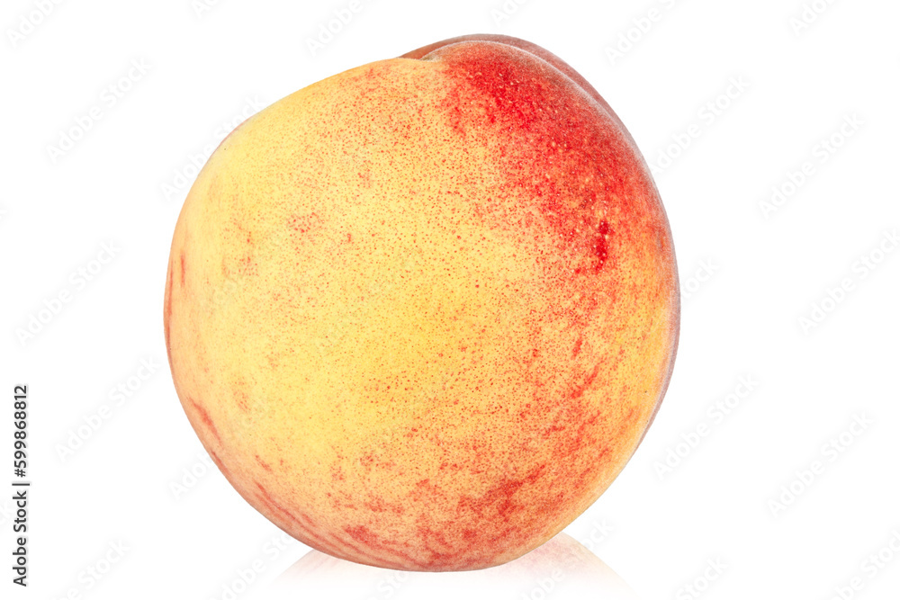 One ripe peach. Isolated on white background. One ripe peach. Isolated on white background.