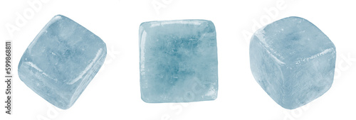 Cubes of ice, isolated on white background, full depth of field. File contains clipping path.
