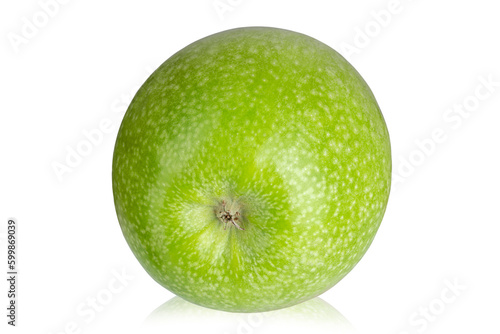 Ripe green apple isolated on white background.