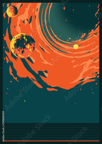 Solar system vintage poster colorful