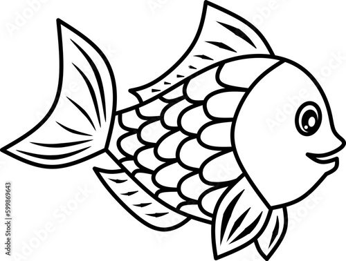 Fish line art for coloring book