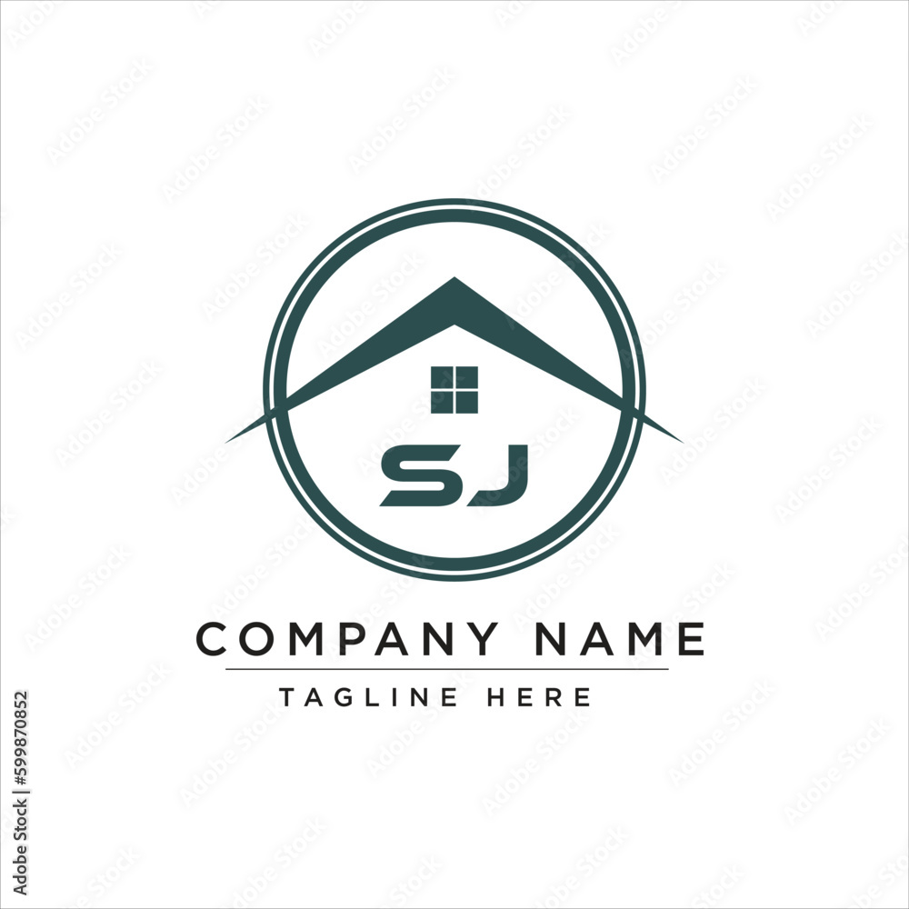 Initial letter sj real estate logo design template sj hosj or house