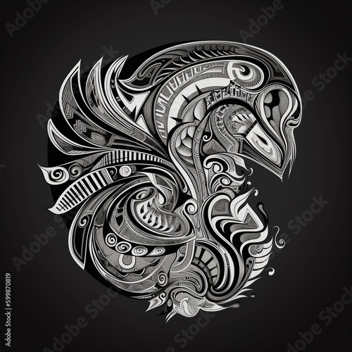 Surreal tattoo with geometric shapes, and diverse strokes. Generated by GI. photo