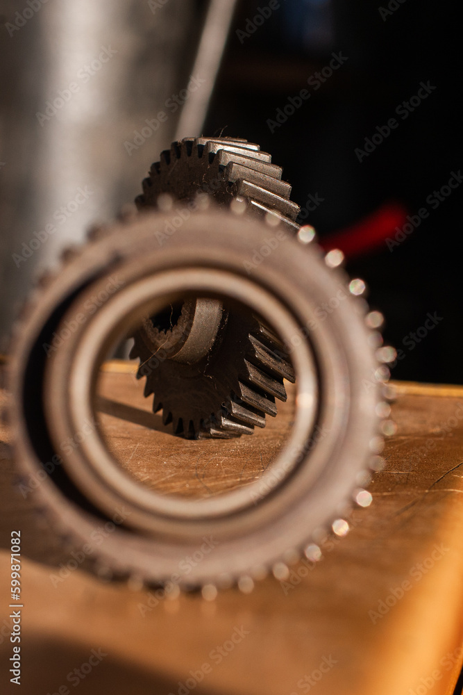 close up of gear wheels close up of gear wheels