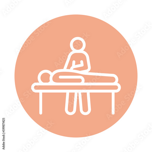 Massage procedure line color icon.  Physiotherapy, acupuncture.