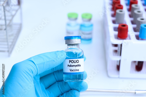 POLIO vaccine in a vial, immunization and treatment of infection photo