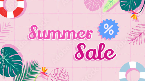 Tropical floral pink summer background