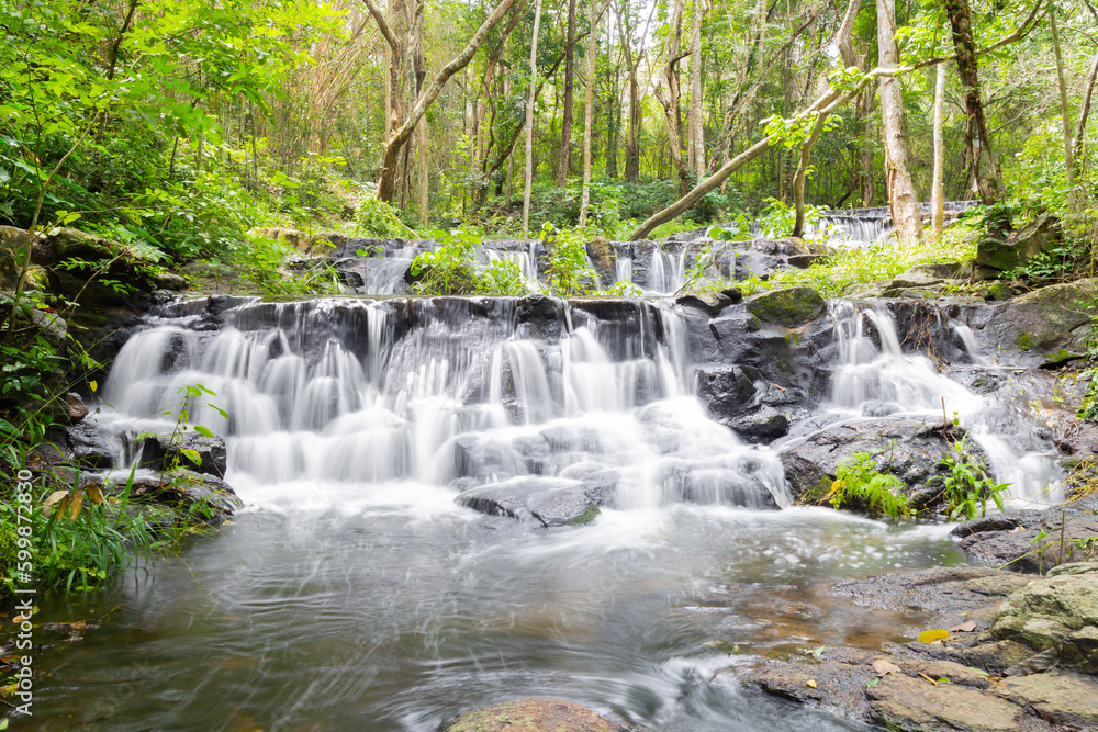 Naklejka premium Amazing beautiful Sam Lan waterfalls, Khao Sam Lan National Park, Saraburi province Thailand