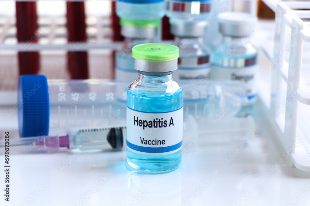 Hepatitis A vaccine in a vial, immunization and treatment of infection