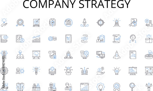 Company strategy line icons collection. Stocks, Bonds, Futures, Options, MutualFunds, ETFs, RealEstate vector and linear illustration. Commodities,Cryptocurrencies,REITs outline signs set photo
