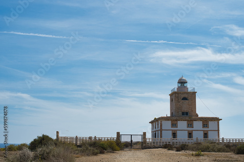 lighthouse on the island of tabarca in spain in sunshine