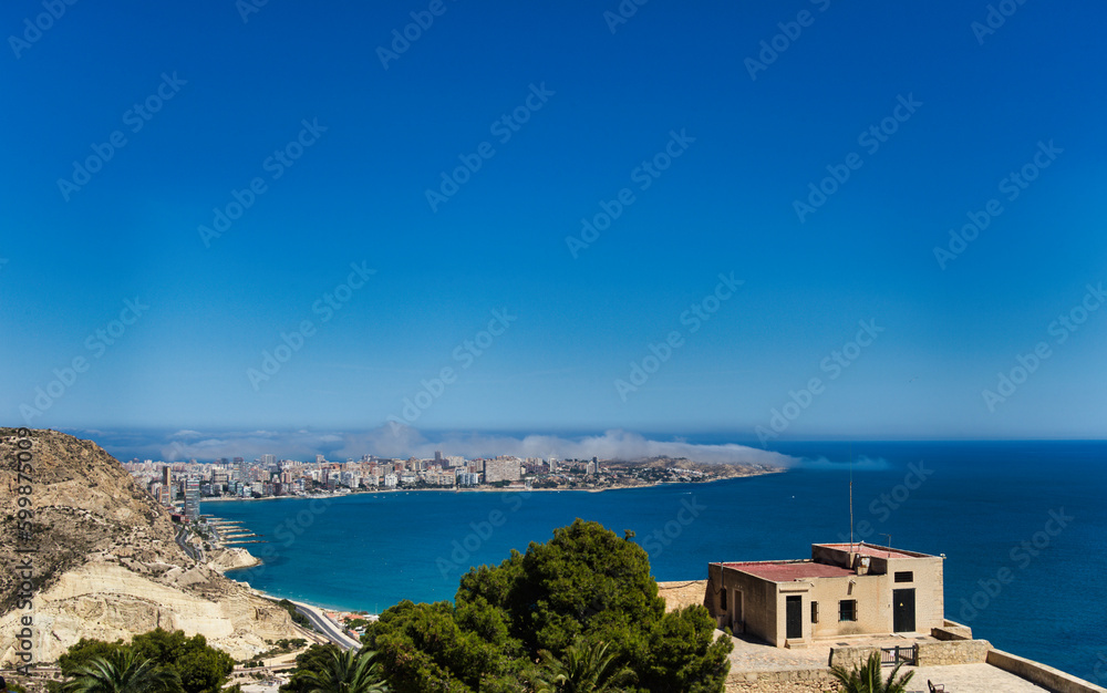 large panorama on the castle in Alicante Spain in sunshine