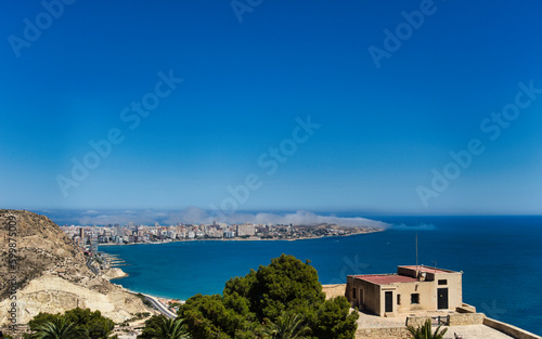 large panorama on the castle in Alicante Spain in sunshine