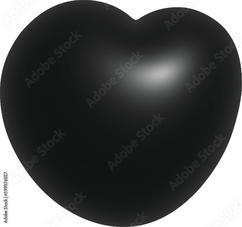 black 3d heart, heart shape,love heart icon