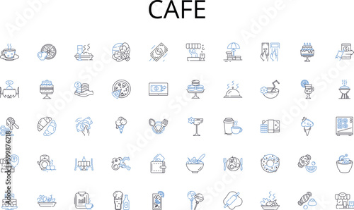 Cafe line icons collection. Customer, Shopper, Prospect, Purchaser, Consumer, Patron, Client vector and linear illustration. Investor,Bargain-hunter,Buyer persona outline signs set