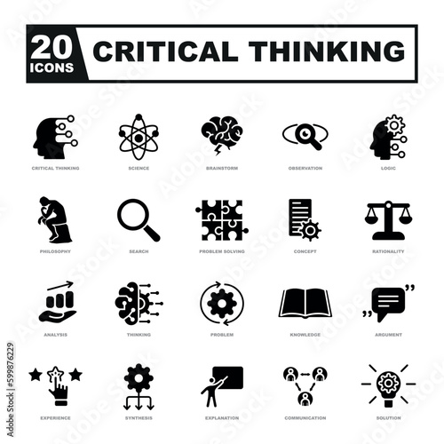 Critical thinking Vector Illustration concept. Simple line critical thinking icon for templates, web design and infographics