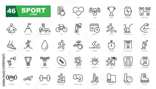 Sport and Fitness icons set on white background