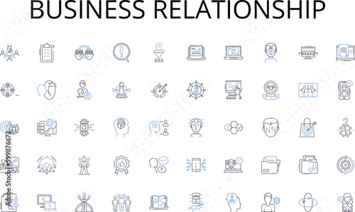 Business relationship line icons collection. E-commerce, Empowerment, Feminine, Boutique, Fashion, Accessories, Lifestyle vector and linear illustration. Glamorous,Luxury,Style outline signs set