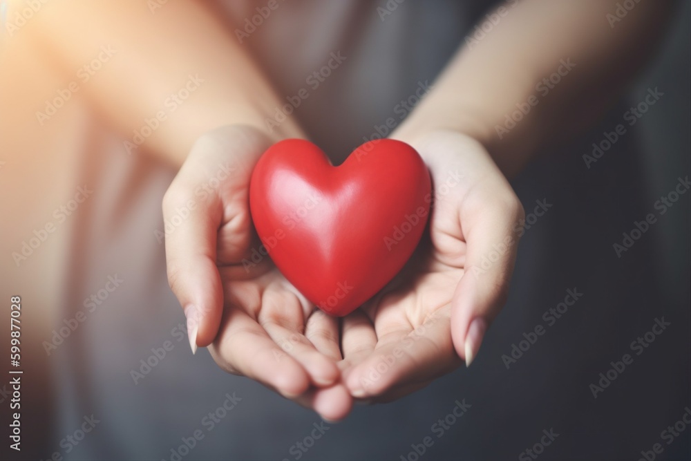 donor woman valentine hand white hold red health care love cardiogram. Generative AI. donor woman valentine hand white hold red health care love cardiogram. Generative AI.
