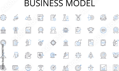 Business Model line icons collection. Deductions, Income, Filing, Refund, Revenue, Bracket, Audit vector and linear illustration. Compliance,Exemption,Liability outline signs set