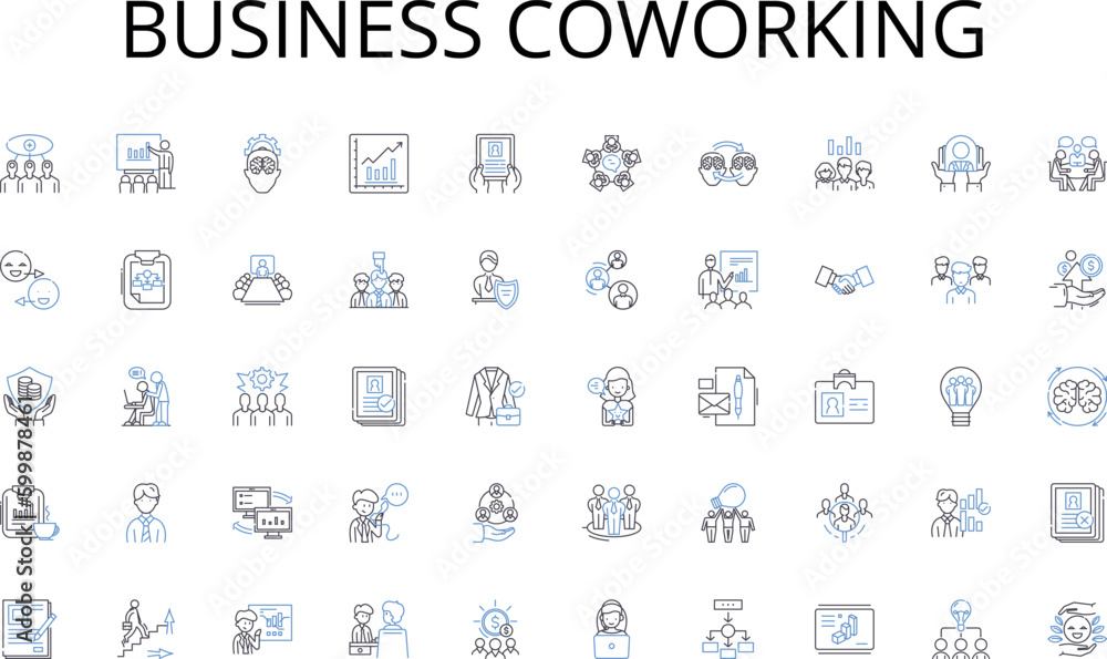 Business coworking line icons collection. Expressiveness, Articulation, Eloquence, Clarity, Precision, Fluency, Persuasiveness vector and linear illustration. Verbalization,Vocalization,Accent outline