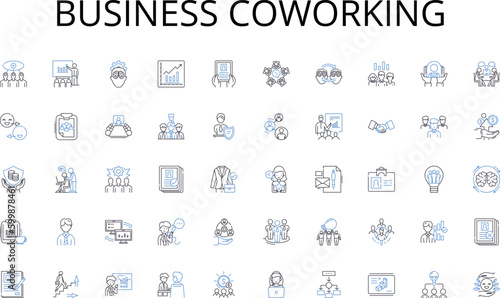 Business coworking line icons collection. Expressiveness, Articulation, Eloquence, Clarity, Precision, Fluency, Persuasiveness vector and linear illustration. Verbalization,Vocalization,Accent outline photo