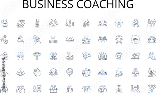 Business coaching line icons collection. Growth, Movement, Energy, Vitality, Passion, Adaptability, Resilience vector and linear illustration. Agility,Flexibility,Endurance outline signs set