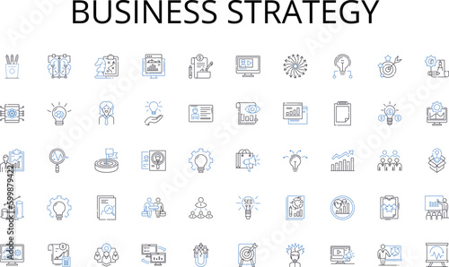 Business strategy line icons collection. Relaxation, Adventure, Escape, Beach, Mountains, Exploration, Leisure vector and linear illustration. Fun,Bliss,Retreat outline signs set