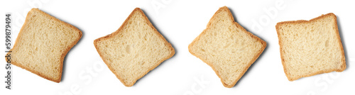 set of white bread slices isolated, popular food item in many cultures and used for making sandwiches, toast, and other dishes, lighter color and softer texture food in different a