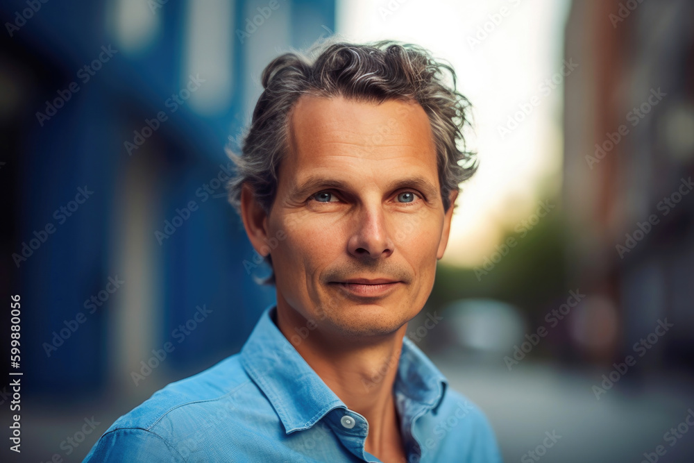 Obraz premium Portrait of a mature businessman standing in the city. Generative AI