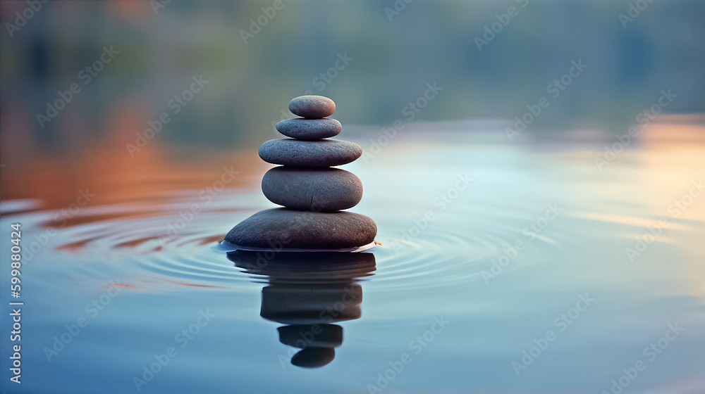 Obraz premium IA illustration of zen stones floating on water