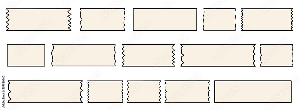 Plain black and white washi tape collection vector illustration set ...