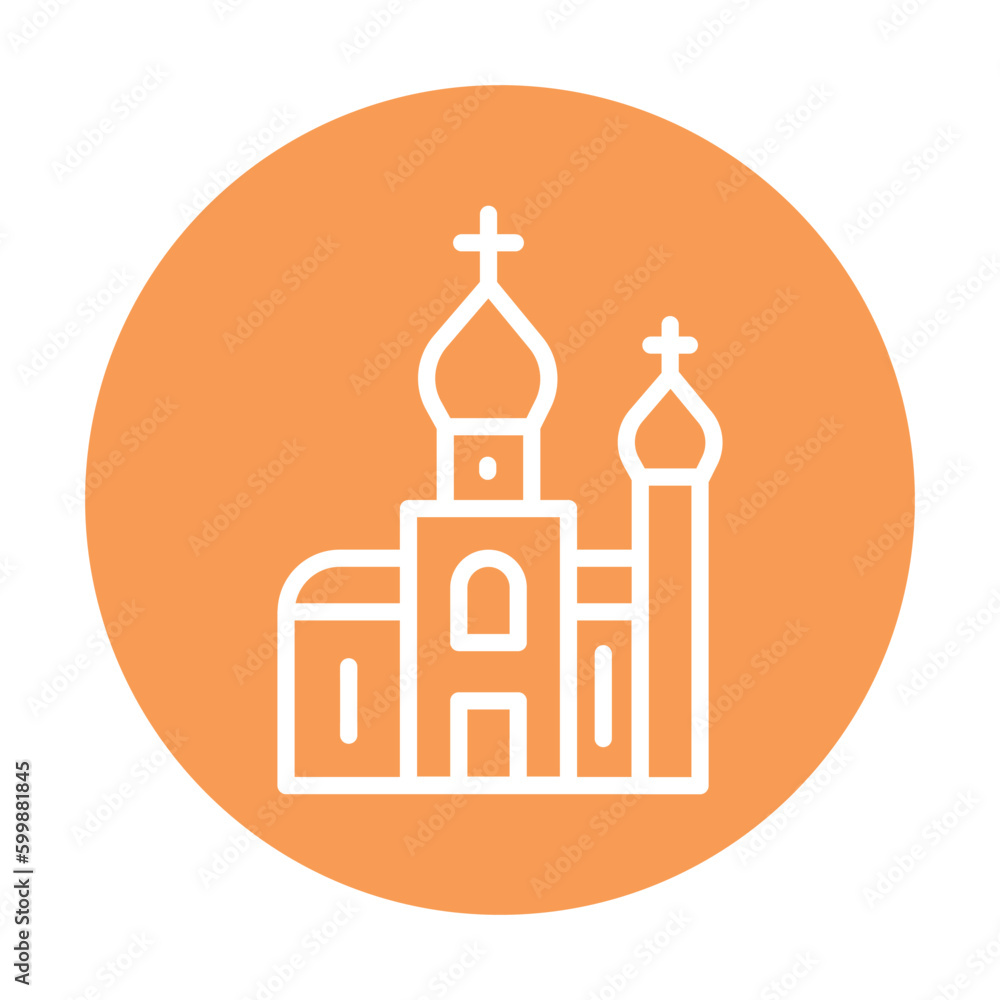 Church building line color icon. Isolated vector element.