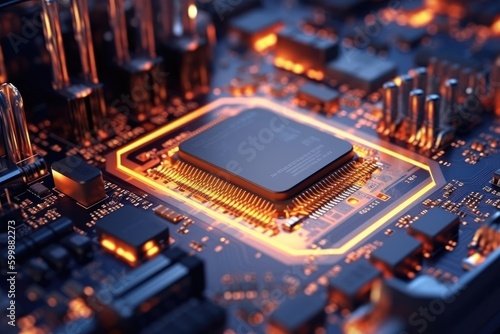Abstract circuit board technology background. Modern Electronic technology futuristic.Generative AI