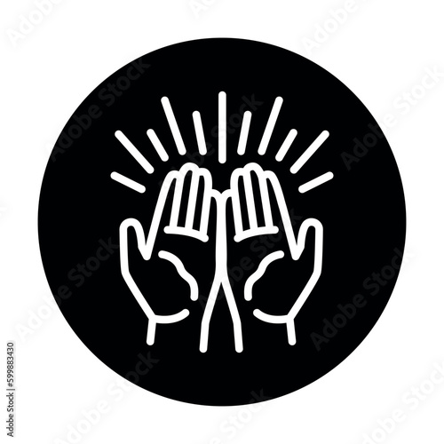 Gesture hands faith in god line color icon. Isolated vector element.