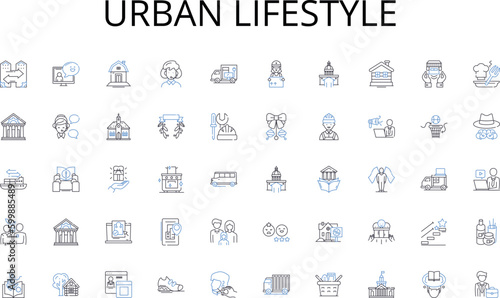 Urban lifestyle line icons collection. Imports, Exports, Tariffs, Trade agreements, International trade, Trade deficits, Anti-dumping vector and linear illustration. Negotiations,Embargoes,Sanctions