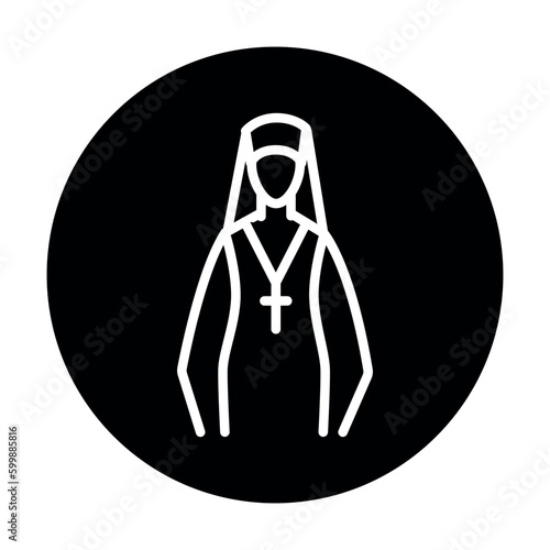 Nun line color icon. Isolated vector element.
